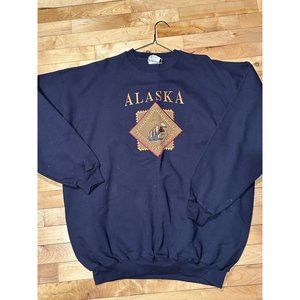 Briar Creek Sweatshirt XL Alaska Moose Navy Blue Grandpa Grandma Tourist Cabin